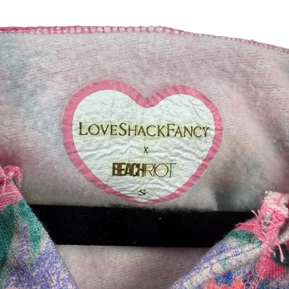 LoveShackFancy x Beach Riot Jenna Pink Floral Sweatshirt Small - Picture 8 of 9